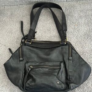 Black Satchel with Matte Finish and Double Handles